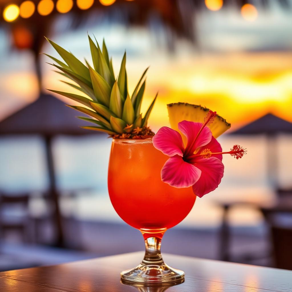 Tropical cocktails at the sunset bar