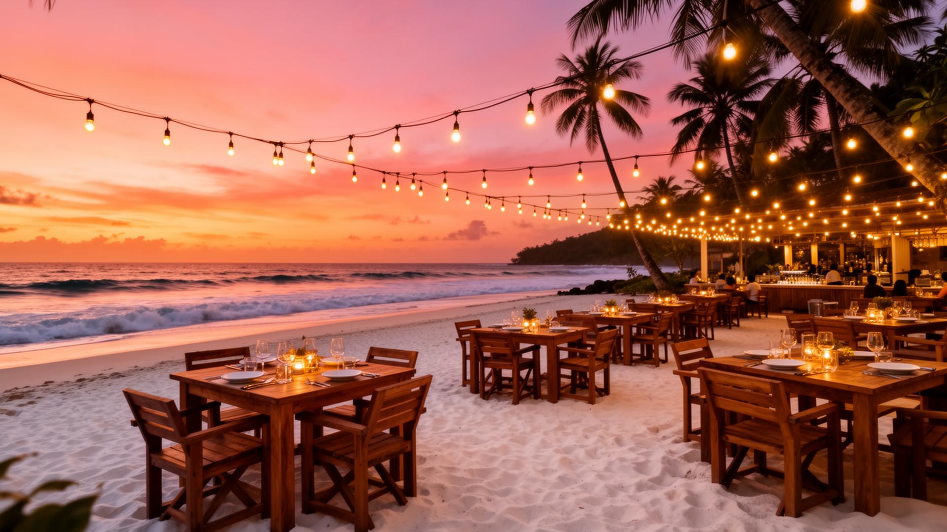 Beachfront dining at sunset in Siquijor